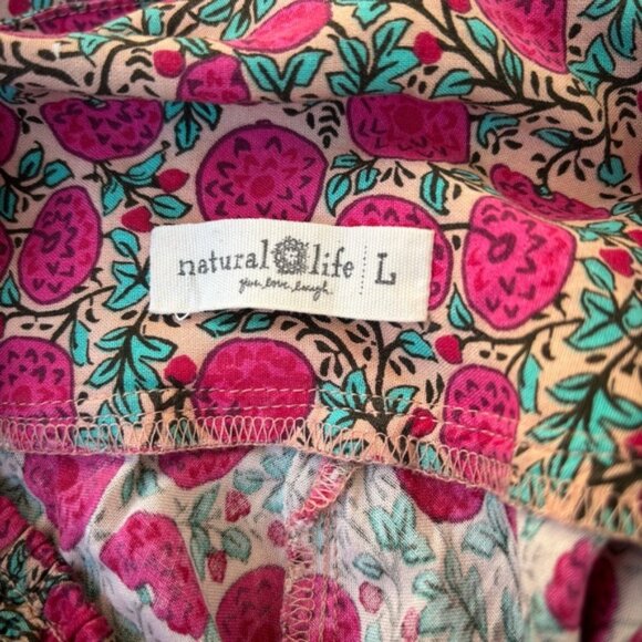 Natural Life Maxi Skirt Floral Large Pink Smocked Waist Asymmetrical Boho - Picture 7 of 8